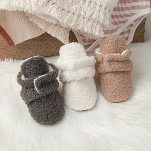 Kannior Infant Baby Boys Girls Soft Cotton Non-Slip Booties Warm Fleece Cozy Indoor Slippers shoe Winter Halloween Costume Toddler Socks Crib shoes…2