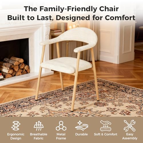image for DUMOS Dining Chairs Set of 4, Linen Fabric Upholstered Kitchen Side Ch