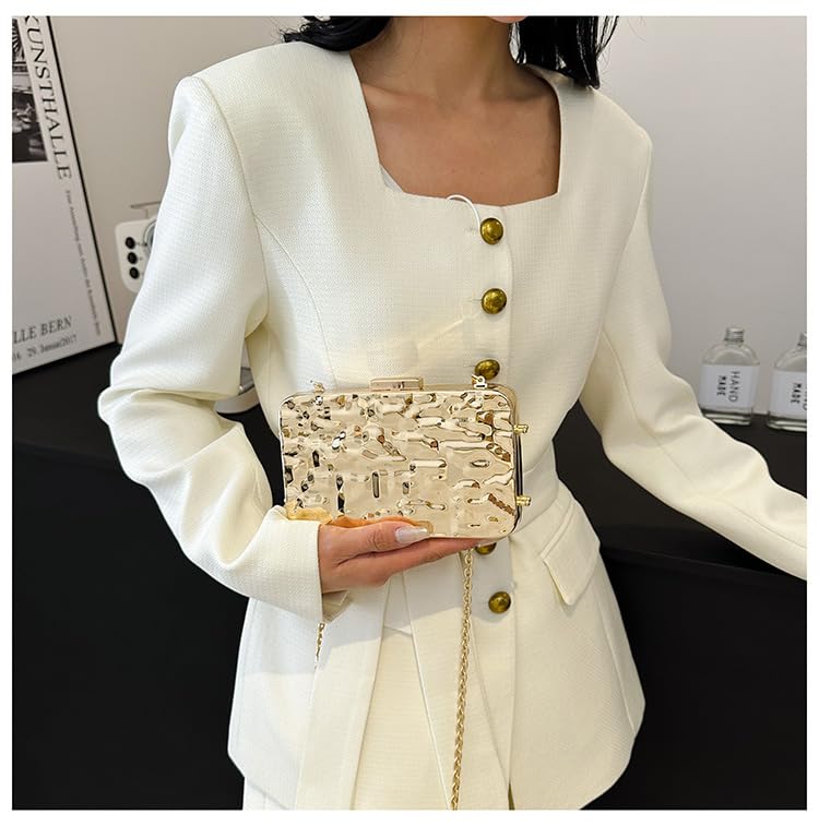 LIZHAOCAI Women Acrylic Shoulder Handbag Fashionable Shell Clutch Purse Glossy Wave Ice Crackle Evening Bag4