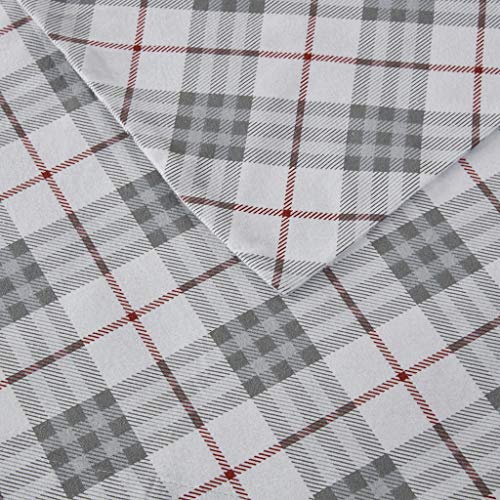 Sleep Philosophy True North Cozy Flannel Warm 100% Cotton Sheet - Novelty Print Animals Stars Cute Ultra Soft Cold Weather Bedding Set, Full, Red Plaid 4 Piece #TOP2