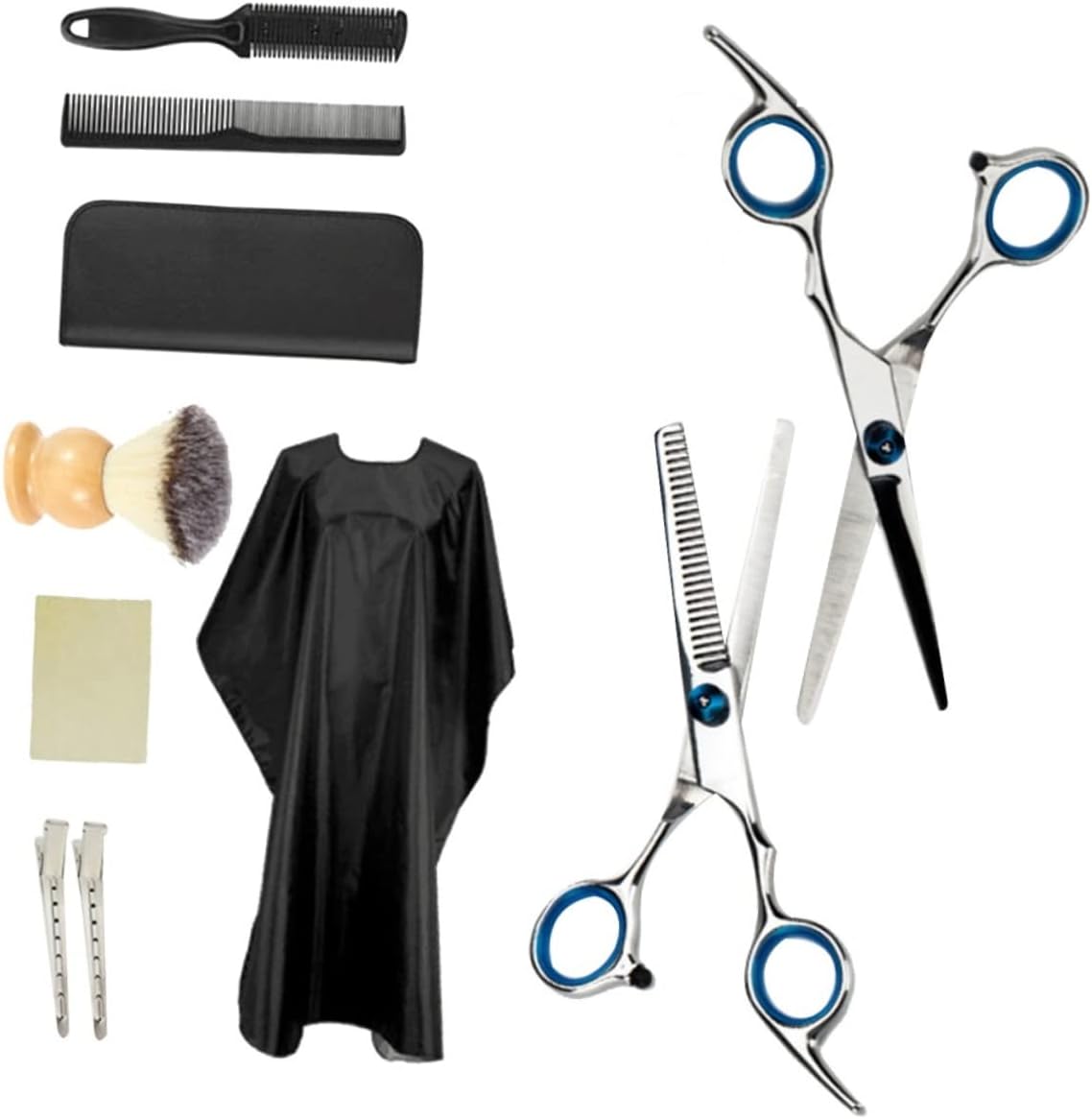 1 Set Hairdressing Scissors Professional Styling Tools for Salon Home Use Includes Straight Teeth Cut Scissors Comb Wipe Cloth Apron Beard Brush Storage Bag