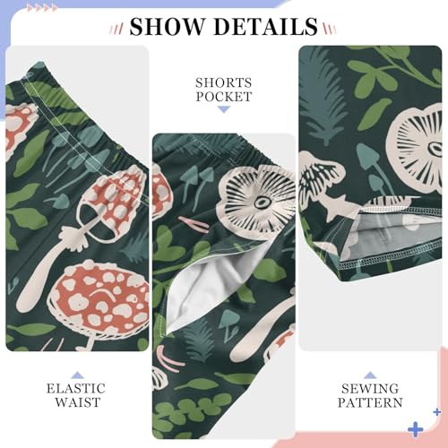 CaTaKu Boys Mushrooms Caps Leaves Pants for Boys Girls Wide Leg Sweatpants Kids Long Bottoms with Pockets Size 6-14Y4