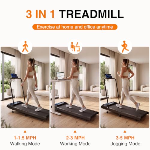 Image of Walking with Incline Pad and Handle Bar, 2.5HP Low Noise Treadmill, 270lbs | Remote Control, 3 in 1 Mini Walking Machine, Walking with Incline Mat for Home, Treadmill with Handle Bar, 270lbs Capacity