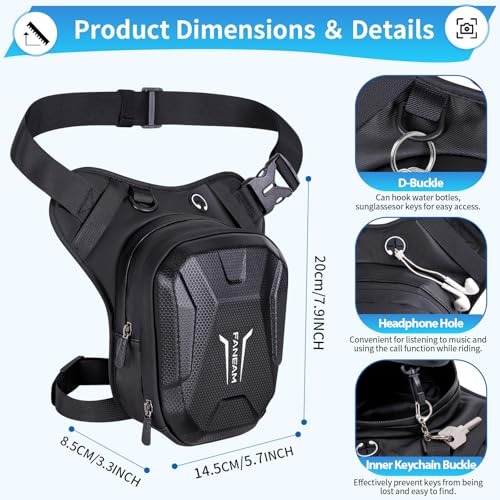 Faneam Beintasche Motorrad Herren Damen Beintasche Sport Multifunktionale Hüfttasche Gürteltasche Wasserdicht Oberschenkeltasche für Motorrad Wandern Angeln Reiten, Verstellbarer Beinriemen
