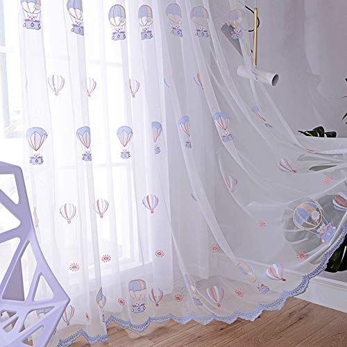 ZYY-Home curtain Algodón Lino Niños Voiles Cortinas Caricatura Globo