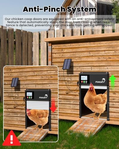 Porta de galinheiro automática WiFi atualizada 3 em 1 alimentada por energia solar, abridor de porta
