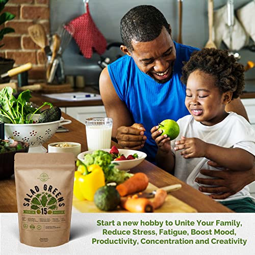 Organo Republic 15 Lettuce & Salad Greens Seeds Variety Pack 17700+ Non-GMO Heirloom Lettuce Seeds for Indoors & Outdoors Garden, Hydroponics, Aerogarden - Arugula, Kale, Spinach, Swiss Chard, Lettuce