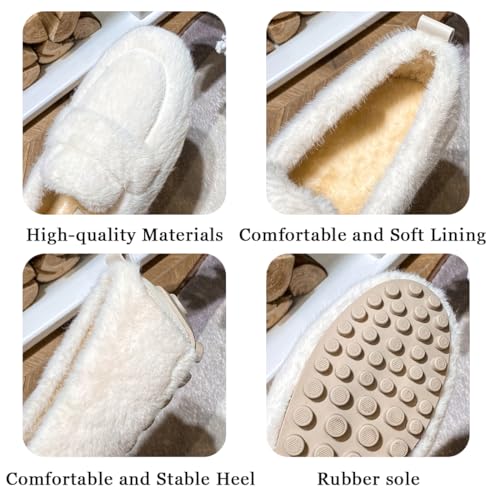 Women's Moccasin Slippers Indoor Outdoor Slip On Fuzzy Loafers Warm Faux Fur Slippers for Women Casual House Shoes2