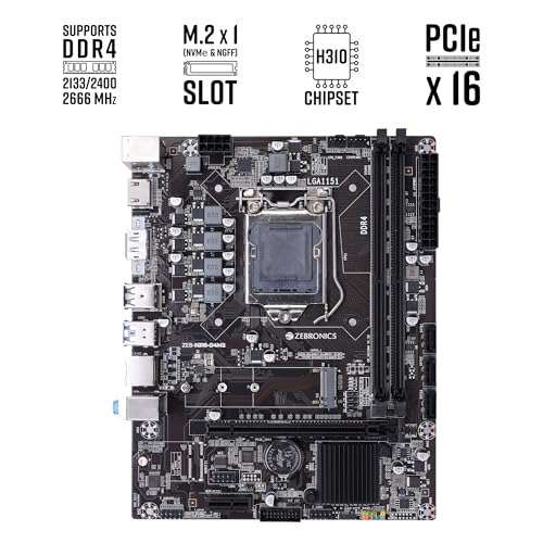 Image of ZEBRONICS H310 D4M2 Micro-ATX Motherboard for LGA 1151 Socket, Supports Intel 8th & 9th Generation Processors, NVMe M.2 Slot, 5.1 Audio, DDR4 2666 MHz, Ports (RJ45 | SATA | USB 3.0 | HDMI | DP)