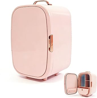 Pink Mini Fridge, 12L Skincare Fridge, Cute Mini Fridge, Portable Quiet Skin Care Refrigerator for tic Storage, Makeup, Lipstick, SkinCare, Bedroom, Office, Dorm, RV Pink