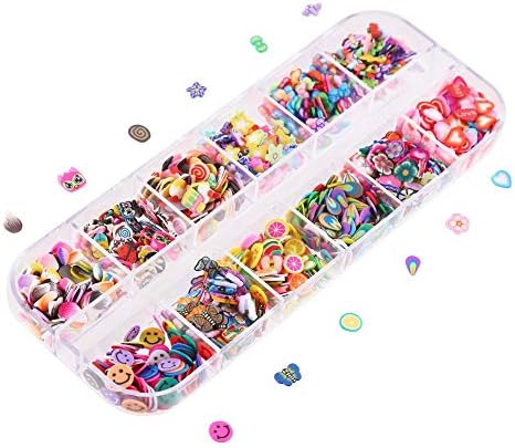 CCINEE Nail Art Slice with Fruit Flower Food Slice Assorted Designs Polymer Clay Nail Decoration Slice for Slime DIY Craft Projects Decoration