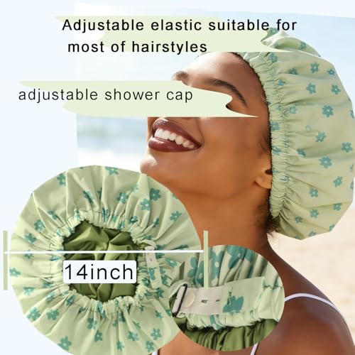 Bonnet de douche de luxe satin Genergy double couche réglable pour femme