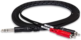Hosa TRS-201 Cabo de inserção TRS de 1/4" para RCA duplo, 1 metro preto