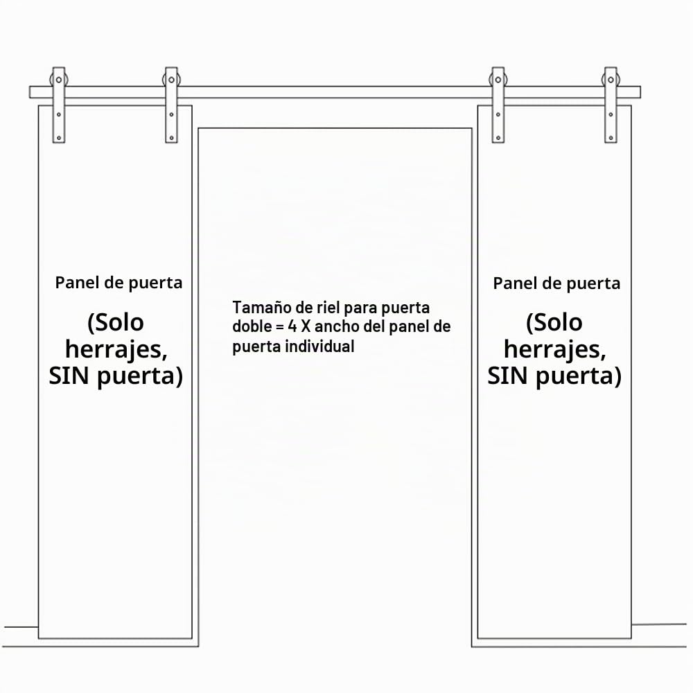 CCJH 200CM / 6.6FT Herraje Para Puerta Corredera Kit de granero Accesorio de armario con rodillo de riel para puerta doble
