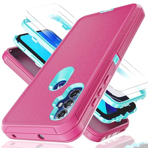 Coque Moto G Play 2023 anti-chute rose et bleu ciel contre bris d'ecran
