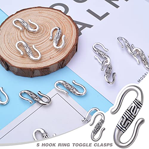 50Pcs Antique Silver S Hook Ring Toggle Clasps Tibetan Alloy S-Shaped Wire Hook Clasps Jewelry Connectors For Choker Necklace Charms Bracelet Key Chains, 22.5 Mm X 11.5 Mm #TOP4