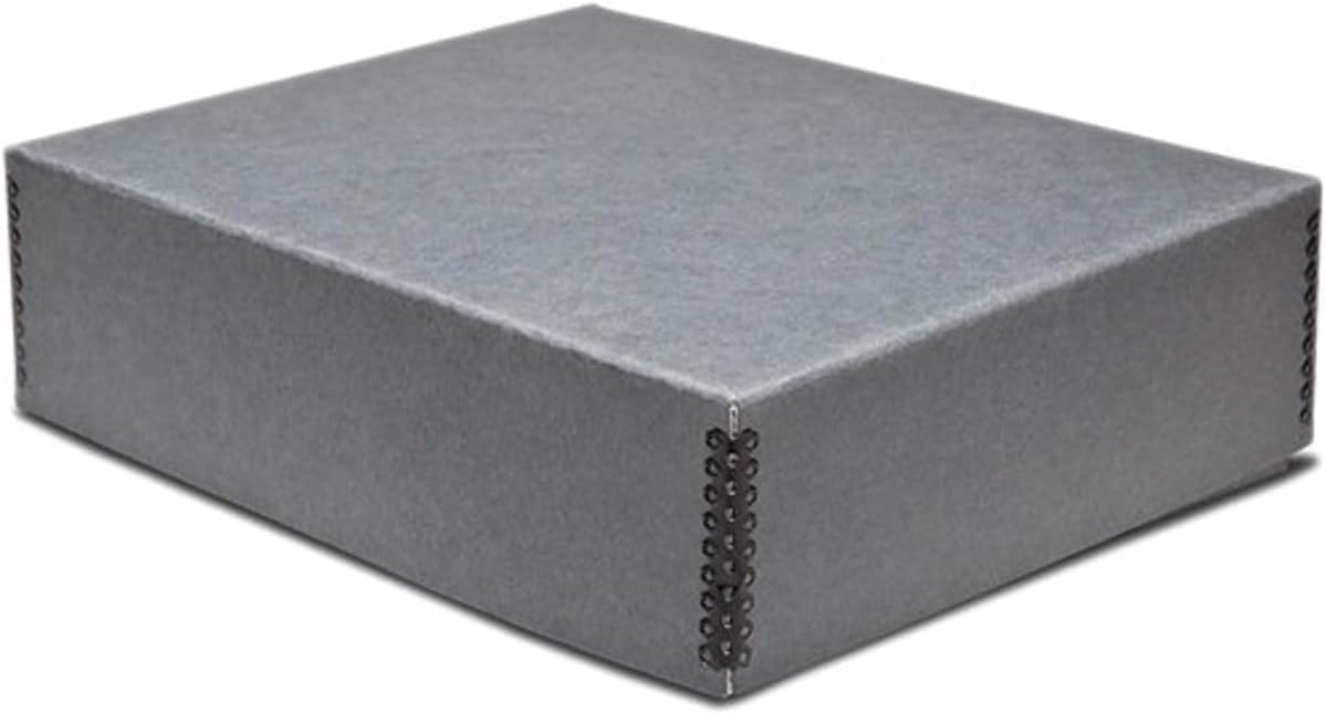 Print File Drop-Front Metal Edge Archival Storage Box, 14.5x18.5x3", Gray