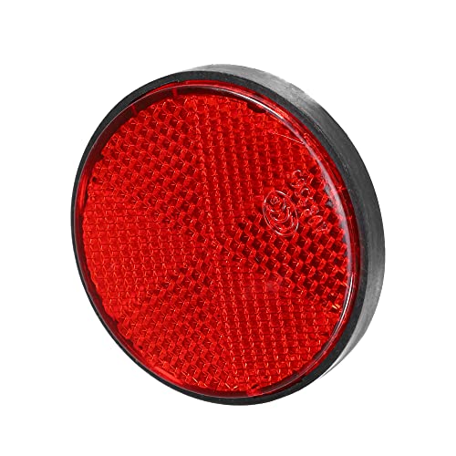 Image of X AUTOHAUX 8 Pcs Round Stick-on Safety Spoke Reflective Self Adhesive Reflector for Gate Posts Cars Trailer Motorcycle Trucks Boat Bicycle Bike Red