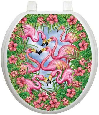 Toilet Tattoos TT-7307 Themes Toilet Seat Applique with Flamingos Fancy Design