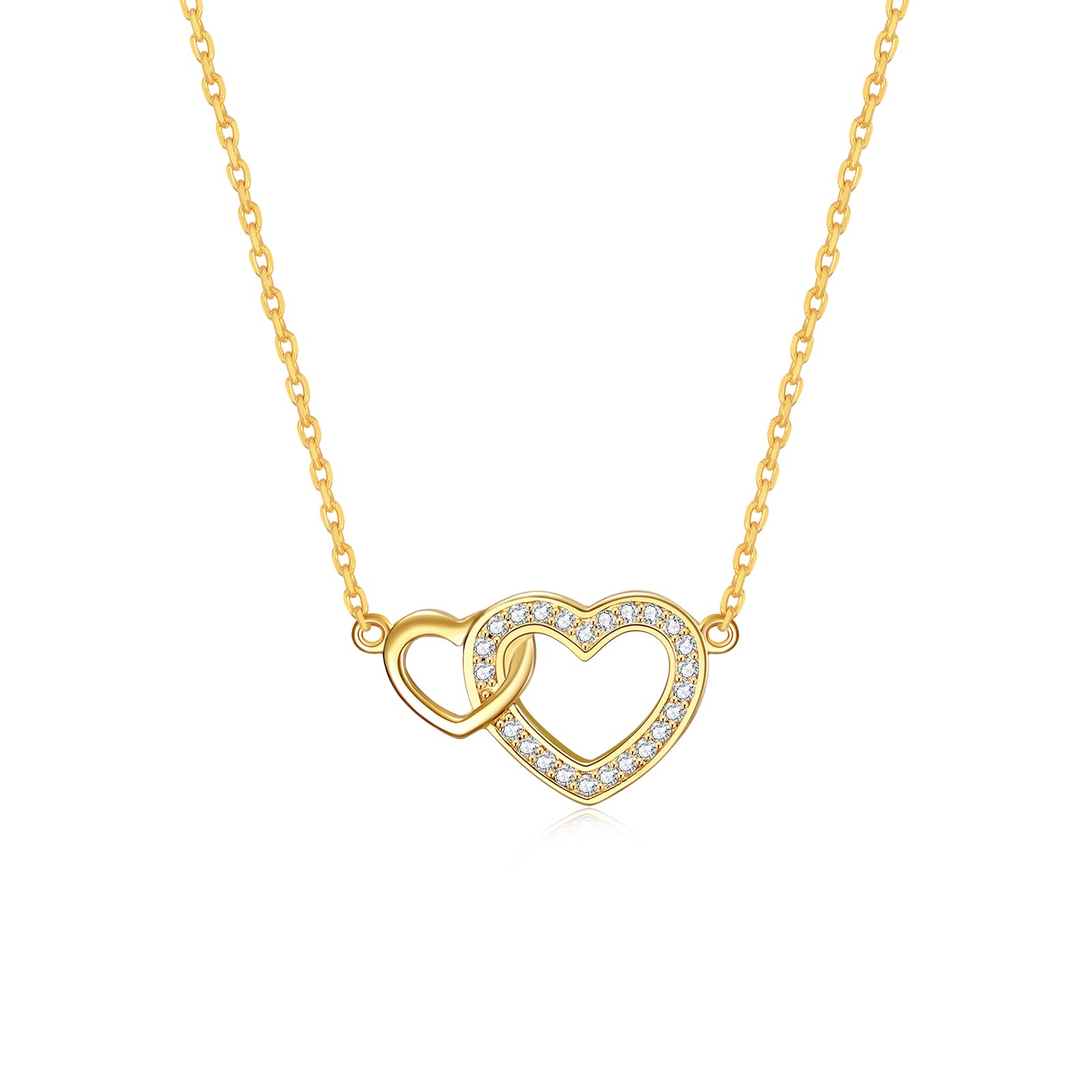 Carat Kitten14K Gold Plated Opal Crescent Moon Pendant Necklaces for Women Girls, Dainty Womens Gold Moon Chain Necklaces with Sparkling Cubic Zirconia Jewelry Gifts for Her