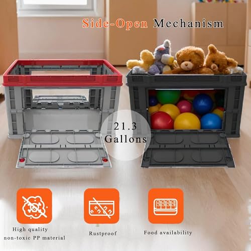 flowmultiply Caixa utilitária dobrável, dimensões expandidas (21,3 gal), caixas de armazenamento com
