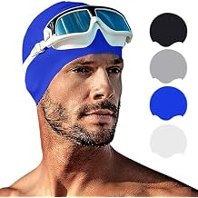 Tripsky Silicone Swim Cap for Long Hair, Swimming Cap for Women Men Teenagers, Stereoscopic Pattern Bathing Cap Ideal for Curly Short Medium Long Hair