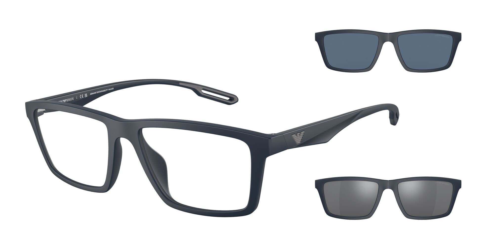 Emporio ArmaniMen's Ea4189u Universal Fit Sunglasses with Two Interchangeable Clip-ons Rectangular