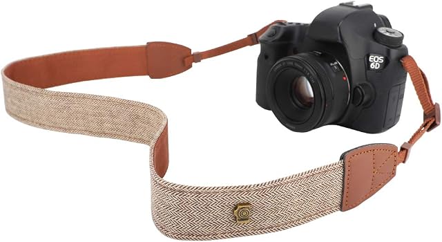 MoKo Camera Shoulder Neck Strap,Vintage Cotton Canvas Braided Adjustable Universal Sling Shoulder Neck Belt for All DSLR Digital Camera Canon, Fuji, Nikon, Olympus, Panasonic, Pentax,Sony,Khaki