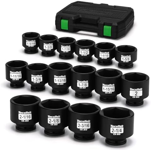 1/2" Drive Shallow 6-Point Impact Socket Set, 16-Piece SAE Spindl...