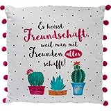 GRUSS & CO Plüschkissen Motiv 'Freundschaft' | Zierkissen, 25 cm x 25 cm, 100% Polyester | Geschenk beste Freunde, Dekoartikel | 46167