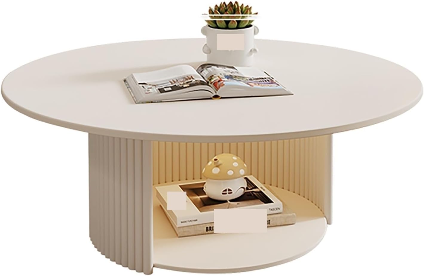 Modern Rock Board End Table with Carbon Steel Frame Sturdy Nightstand Coffee Table Freestanding Sofa Side Table for Room Multi Scenario Use(White,60 cm)