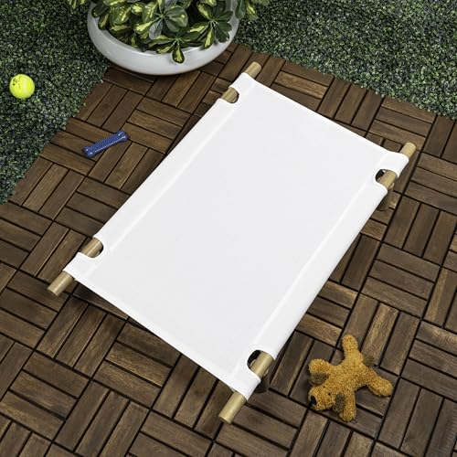 THE LICKER Store DBD5000A Chester 32" Modern Minimalist Wood Frame Elevated Outdoor Dog Bed, Snow/Light Teak by THE LICKER STORE - Image 7