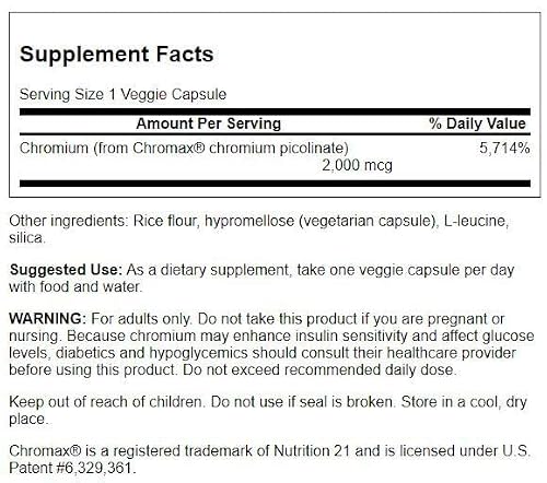 Swanson Chromax 2000 2000Mcg 60 Veg Capsules #TOP1