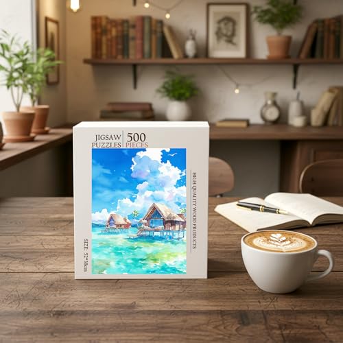 Bora Bora Location Jigsaw Puzzle - 500 Pieces Wooden Puzzle for Adults, Wall Art Gift, Finished Size: 20 x 15 Inch by HUINORYA - Used condition - Image 3
