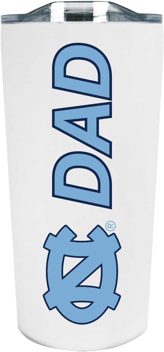 The Fanatic Group University of North Carolina Dad 18 oz. Double Walled Stainless Steel Soft Touch Tumbler - White