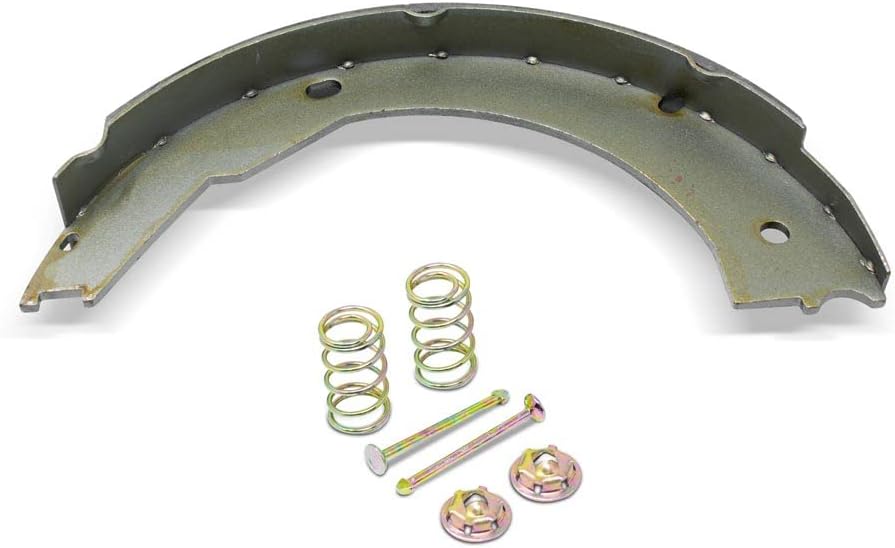 One brake shoe with springs and hold-down pins