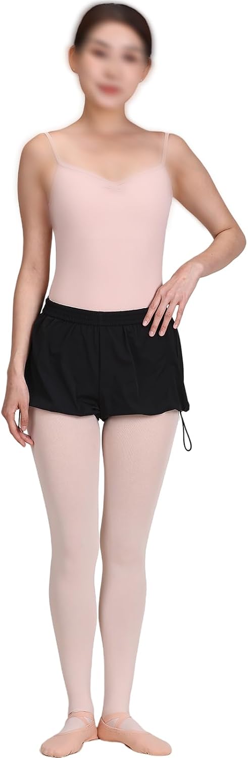 Women Woven Shorts Mid Rise Elastic Waistband Adjustable Hem for Running Dance