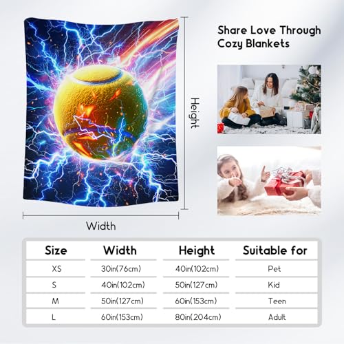 Kids Blanket for Boys Tennis Blanket Gifts - 50" x 60" Soft Fleece Throw with Lightning Design