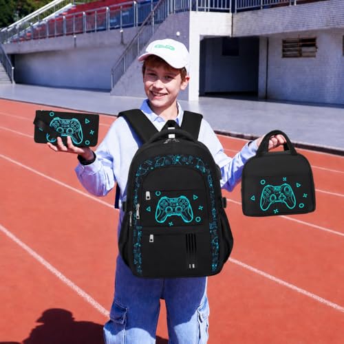 Image of ACESAK Gmaer Backpack for Boys - Boy Backpack Schoolbag with Lunch Bag Set