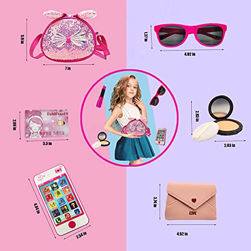 Moaoz Girl’s Pretend Makeup Toy, My First Princess Purse,Including A Smartphone, Car Keys, Credit Card, Lipstick, Gift For Kids 3 4 5 6 7 8 Year Old #TOP5