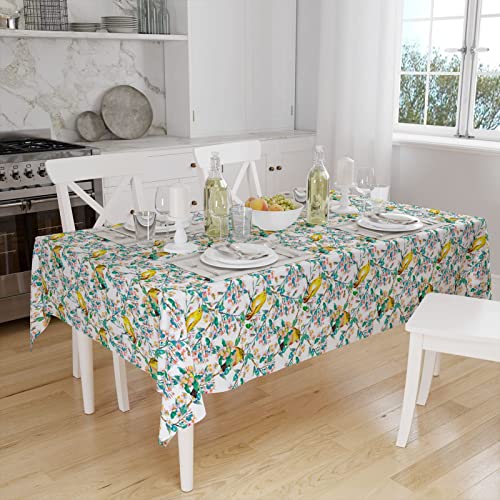 Tritard Farmhouse Tablecloth, Spring Summer Country Flower Bird Rectangle Table Cloth, Waterproof Resistant Durable Table Cover For Kitchen Dining Room Indoor/Outdoor Party 60 X 84 Inches #TOP2