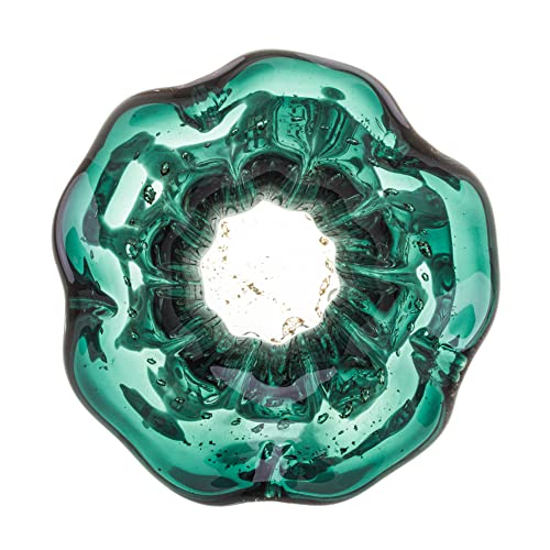 Vaso de Vidro Italy Verde Esmeralda e Dourado 11,5cm x 13cm - Wolff