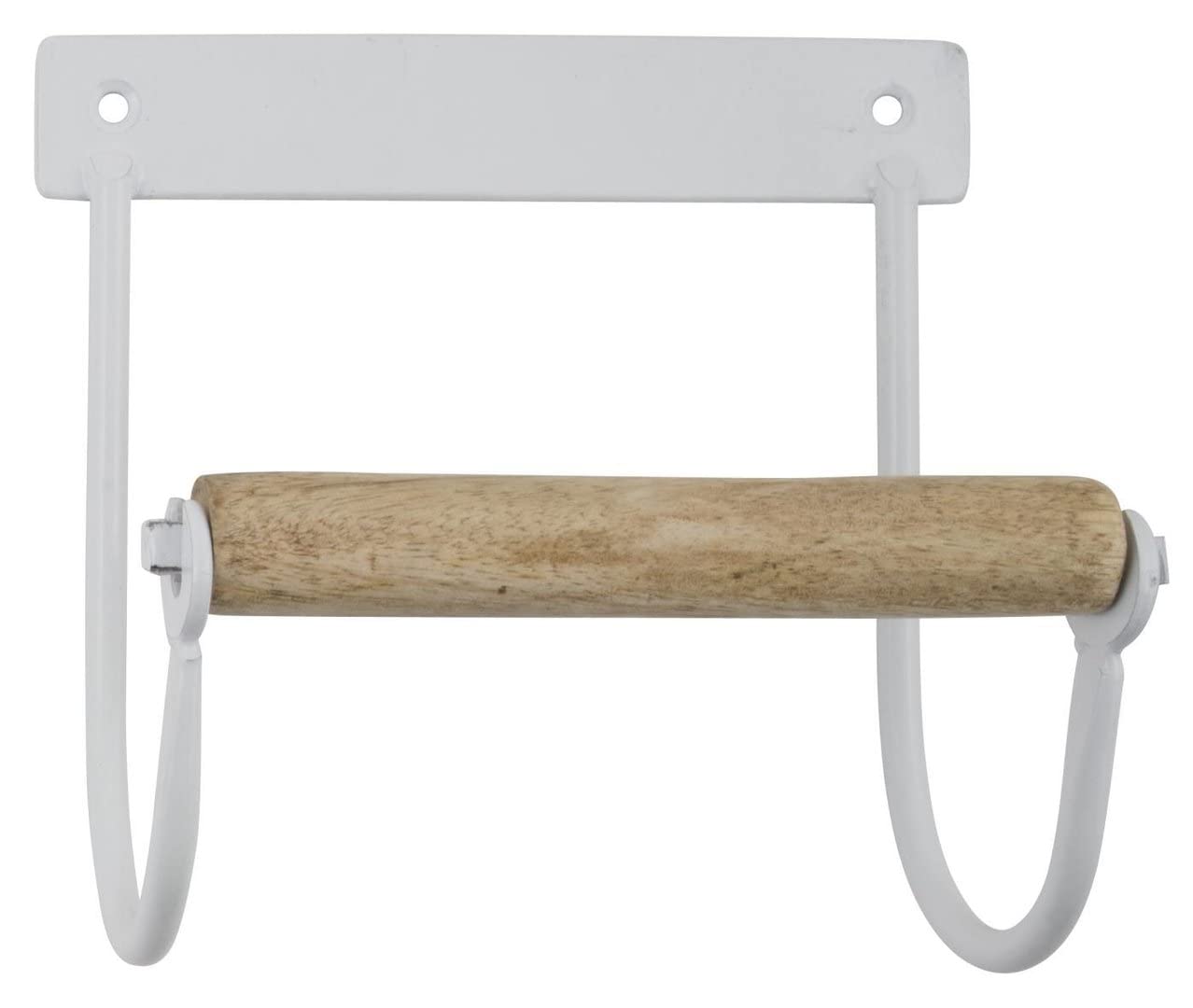 Industrial White Toilet Paper Holder with Wooden Roll by Ib Laursen