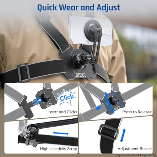 Soporte de pecho ajustable Sirui para cámara de acción deportiva GoPro 5