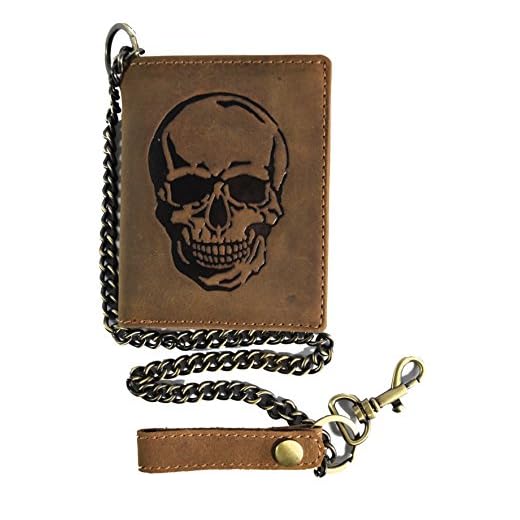 Biker Geldbörse | Portemonnaie mit Kette | naturbelassenes Hunterleder RFID