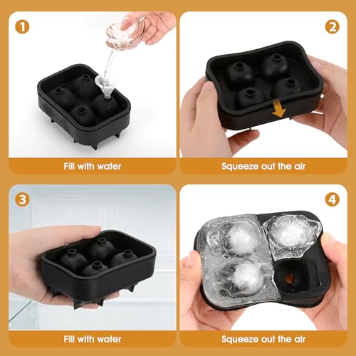 Attimal Ice Cube Tray Skull Shaped Silicone Ice Cube Molds Essential Bartender Accessory for Whiskey Cocktail Bourbon Lovers Eco Friendly Ice Cube Tray(2Pcs） — view 4