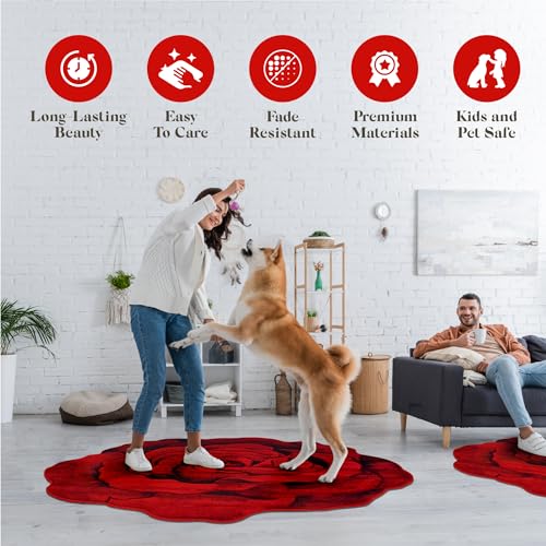 Tapete redondo en forma de flor 5ft color rojo miniatura 6