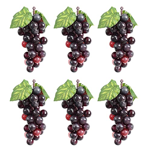 Luckforest Artificial Grapes, 6Pcs Agate Red Simulation Frosted Grape Clusters For Vintage Wedding Favor Wine Decor Faux Fruit Props Grape Vines Garland Decorations #TOP1