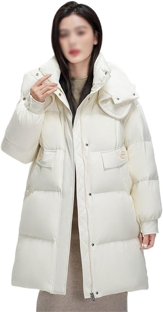Mom's Fall And Winter Down Jacket Medium-length Hooded Thickened Warm Loose Casual
