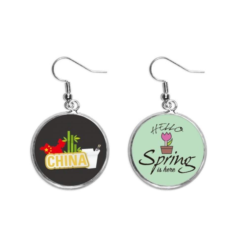 Pendientes de mapa de China para looks de primavera joyería de bambú amarillo 5